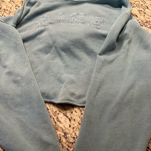Nike Washed Teal Blue Cropped Hoodie & Sweatpants Large - Picture 5 of 9
